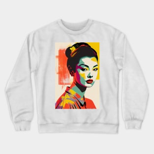 Vintage asian woman in pop-art style Crewneck Sweatshirt